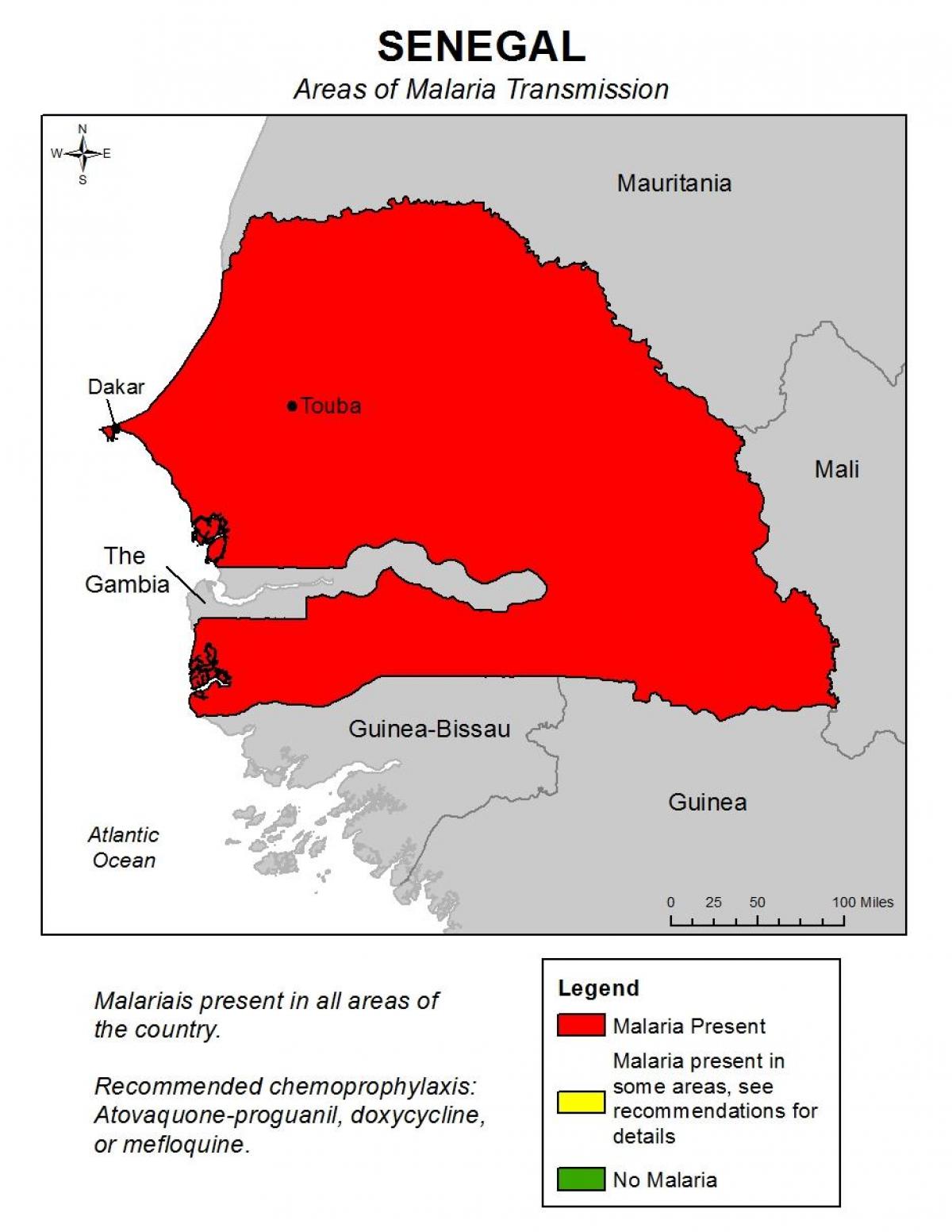 kart over Senegal malaria