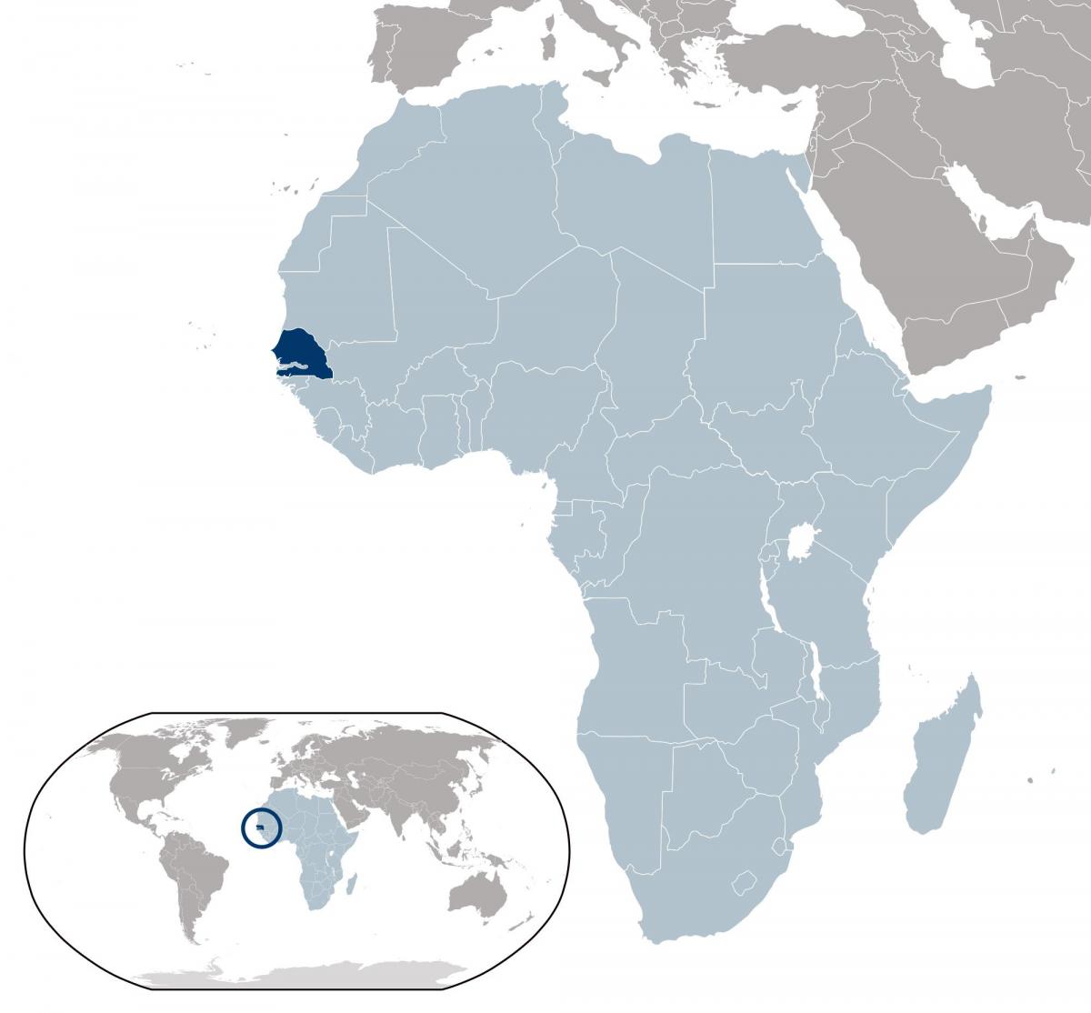 kart over Senegal plassering på verden
